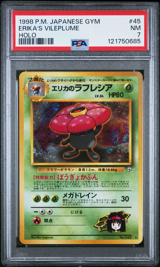 PSA 7 Erika's Vileplume Holo - 045 - Gym - Japanese Graded Card